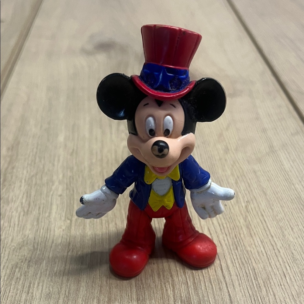Disney Vintage Mickey Mouse Red and Blue Top Hat Figure